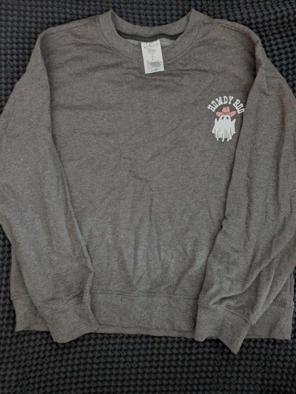 Girls Halloween Gray Crewneck Sweatshirt, Sz. L (kids)